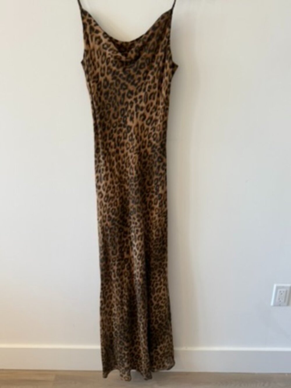 L'Agence Leopard Christine Maxi Slip Dress Size